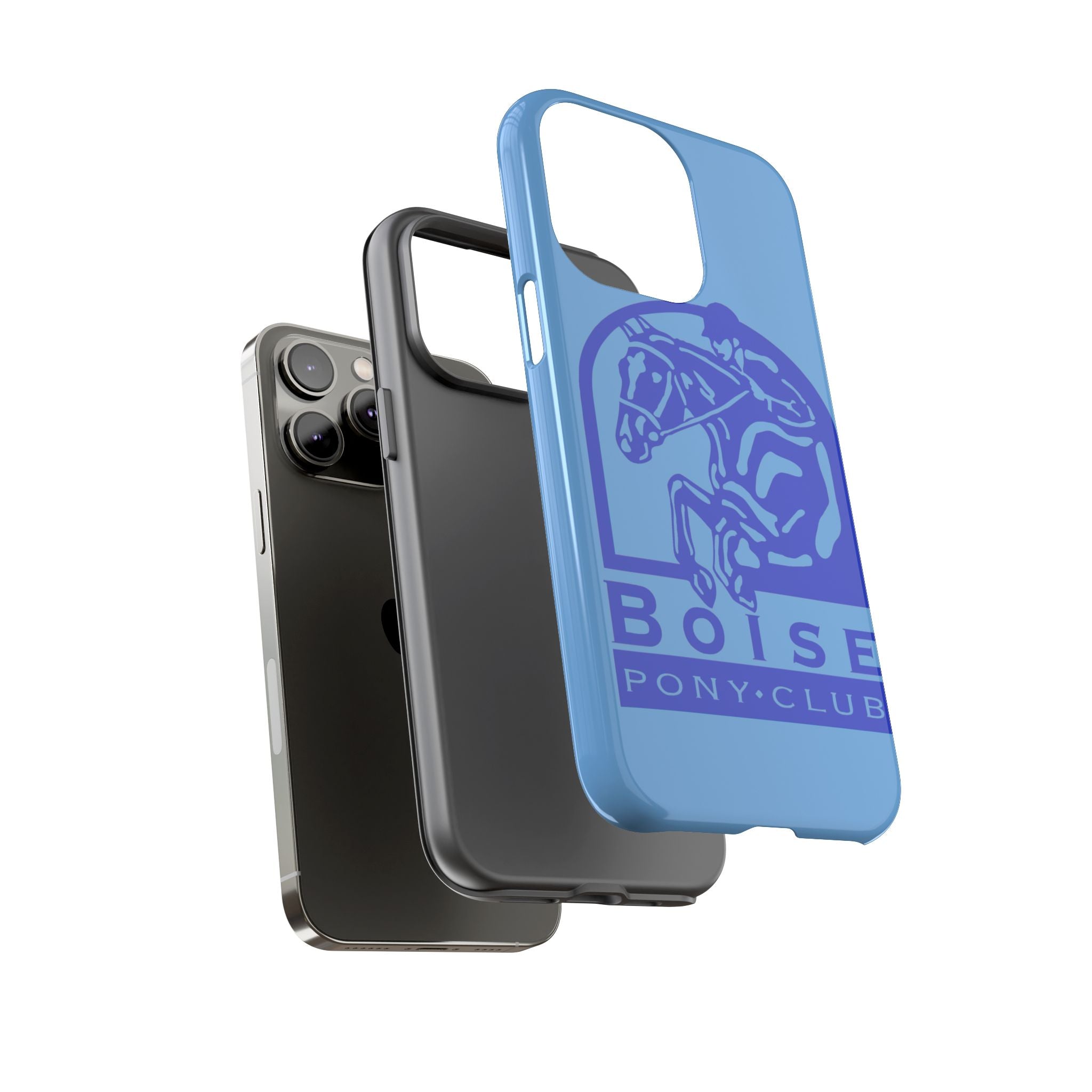 Durable iPhone case with Boise Pony Club logo iPhone 16, 15 and 14 models.