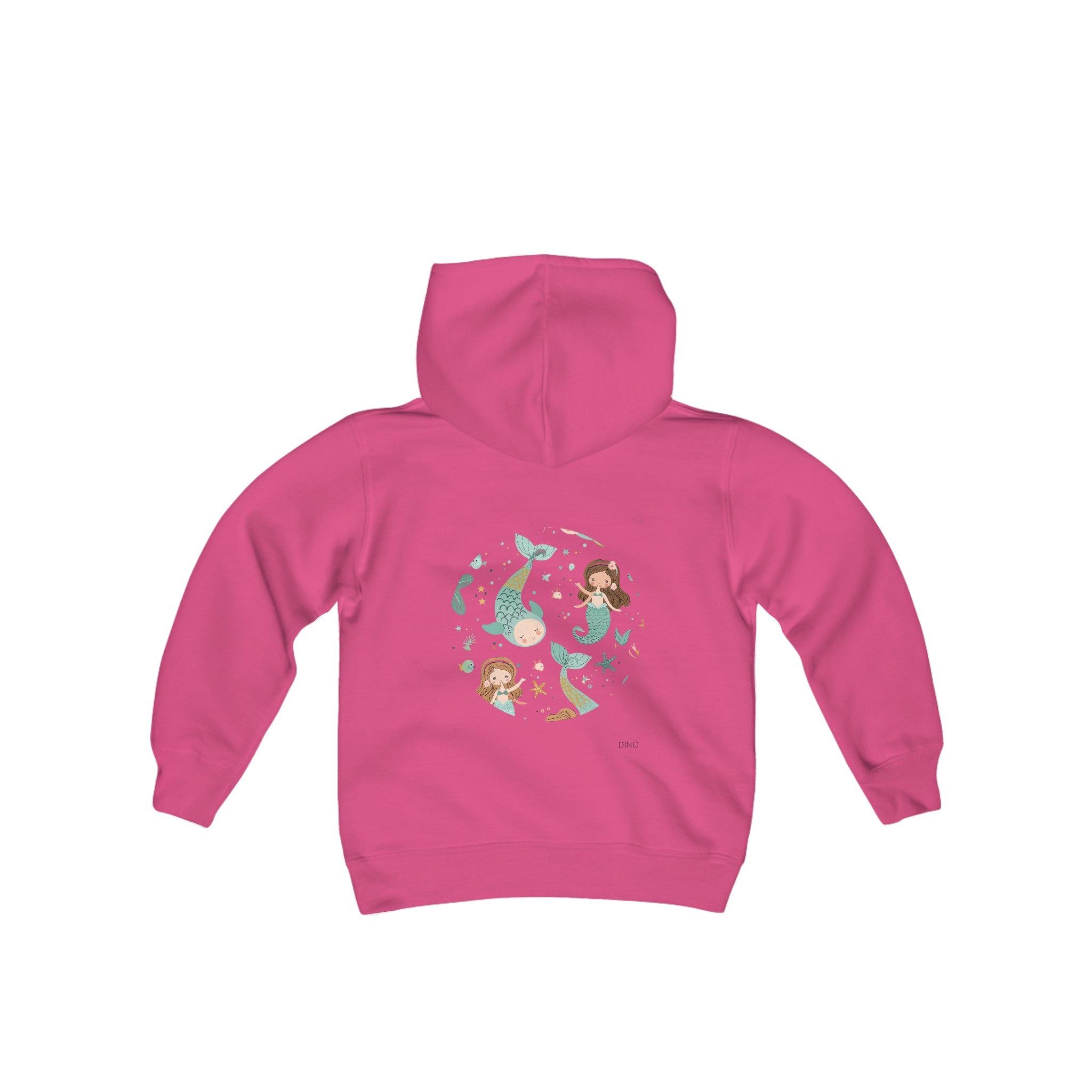 Girls Mermaid Circle  on Heavy Blend Youth Hooded Sweatshirt, Cotton Blend