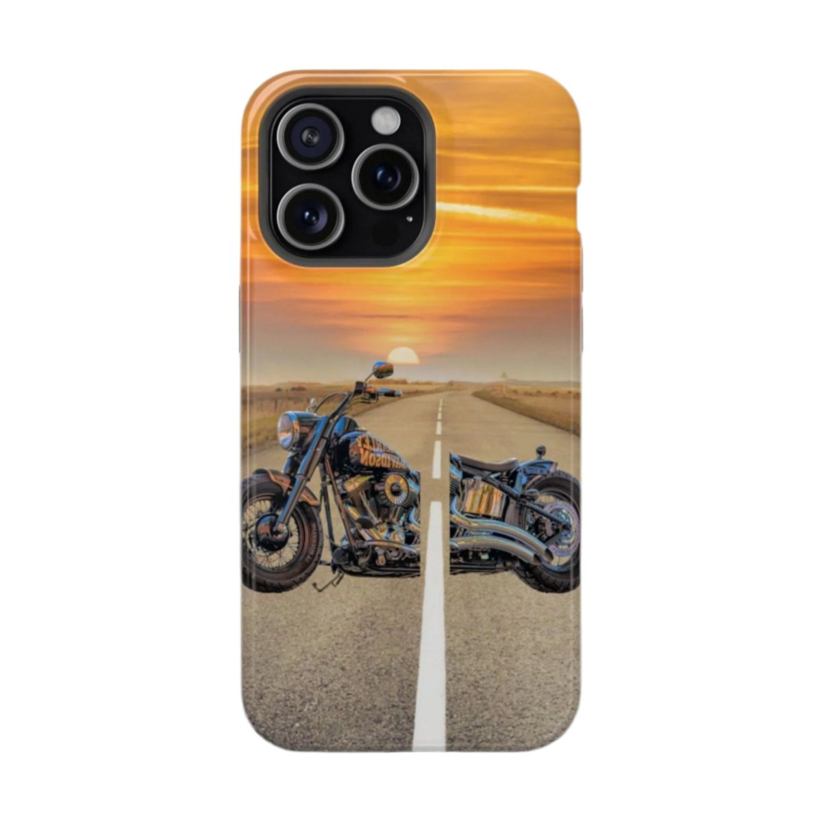 Harley bike and Sunset , Dual-Layer  Phone Case for iPhone and Samsung - Blue Star Merch 